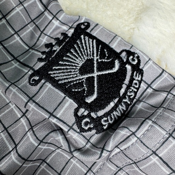 FootJoy Men's Large Gray Plaid Polo Shirt Sunnyside Country Club Sleeve Logo - Picture 2 of 13